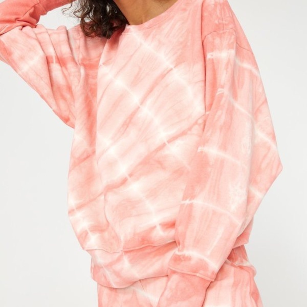 NWT Anthropologie LACAUSA Slater Sweatshirt Grapefruit Orange - Size Small